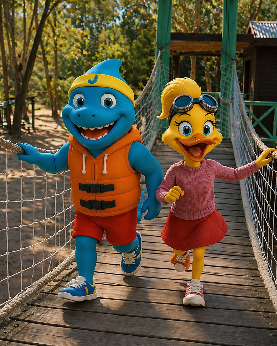 Javier y Sole en los juegos al aire libre